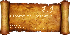 Blaskovits Gorgiás névjegykártya